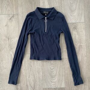 Topshop navy cropped long sleeve